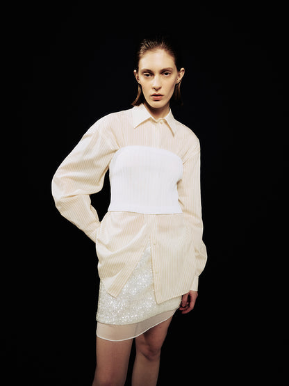 [ARIK.] [24SS] ALMACH oversized shirt Beige Stripe
