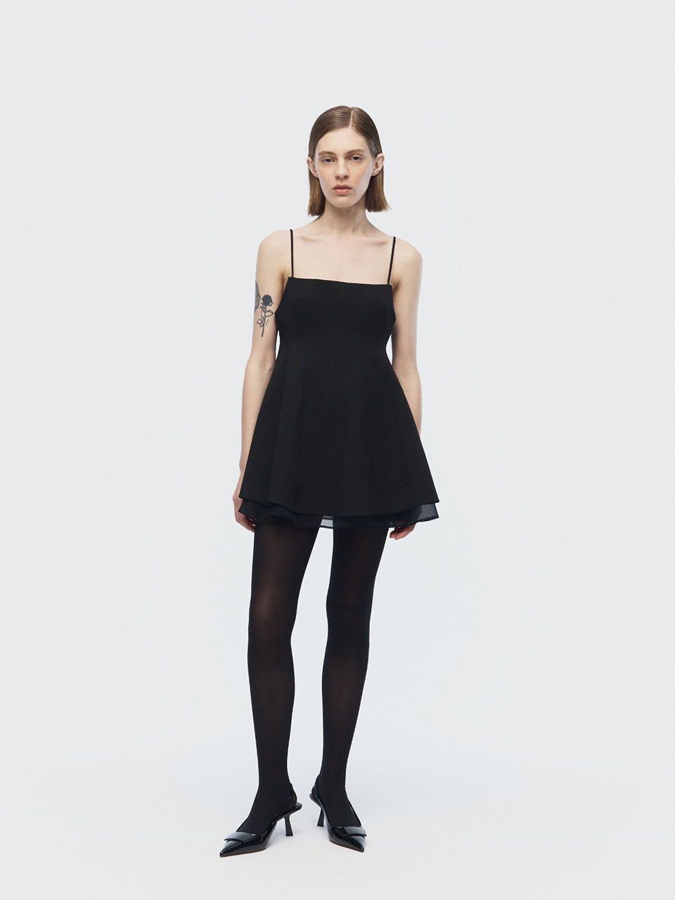 [ARIK.] [24SS] PISCES Layered panel sleeveless dress top Black