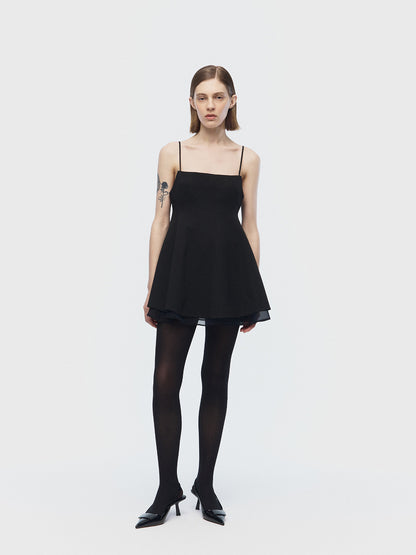 [ARIK.] [24SS] PISCES Layered panel sleeveless dress top Black