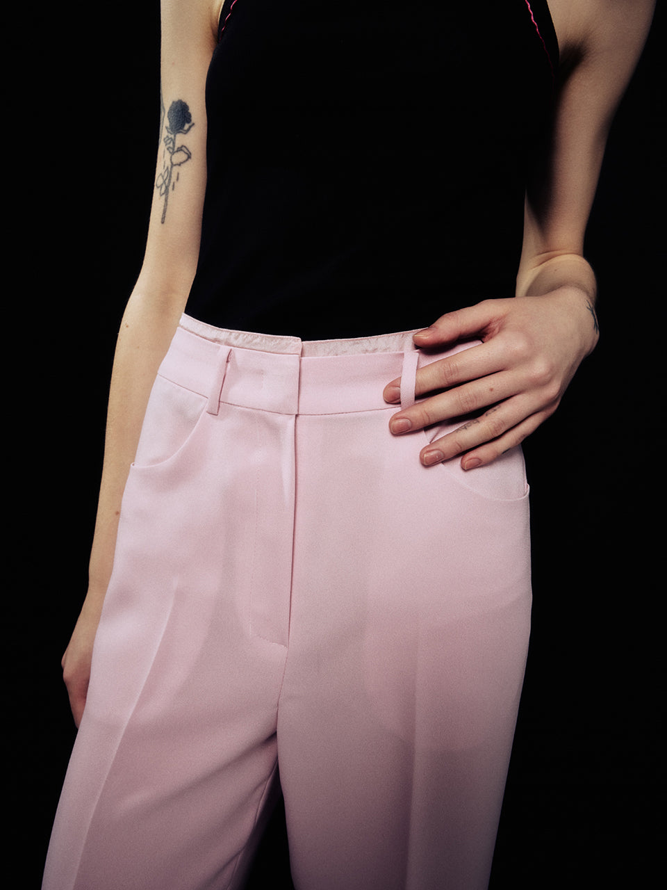 [ARIK.] [24SS] MIRACH layered straight pants Orchid Pink