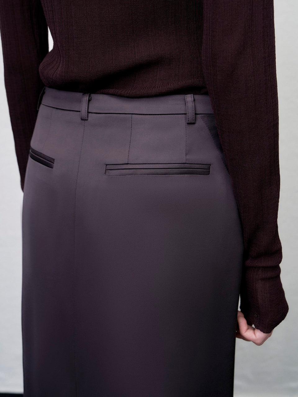 【ARIK. アリク AW】Lyra satin maxi skirt Plum Brown