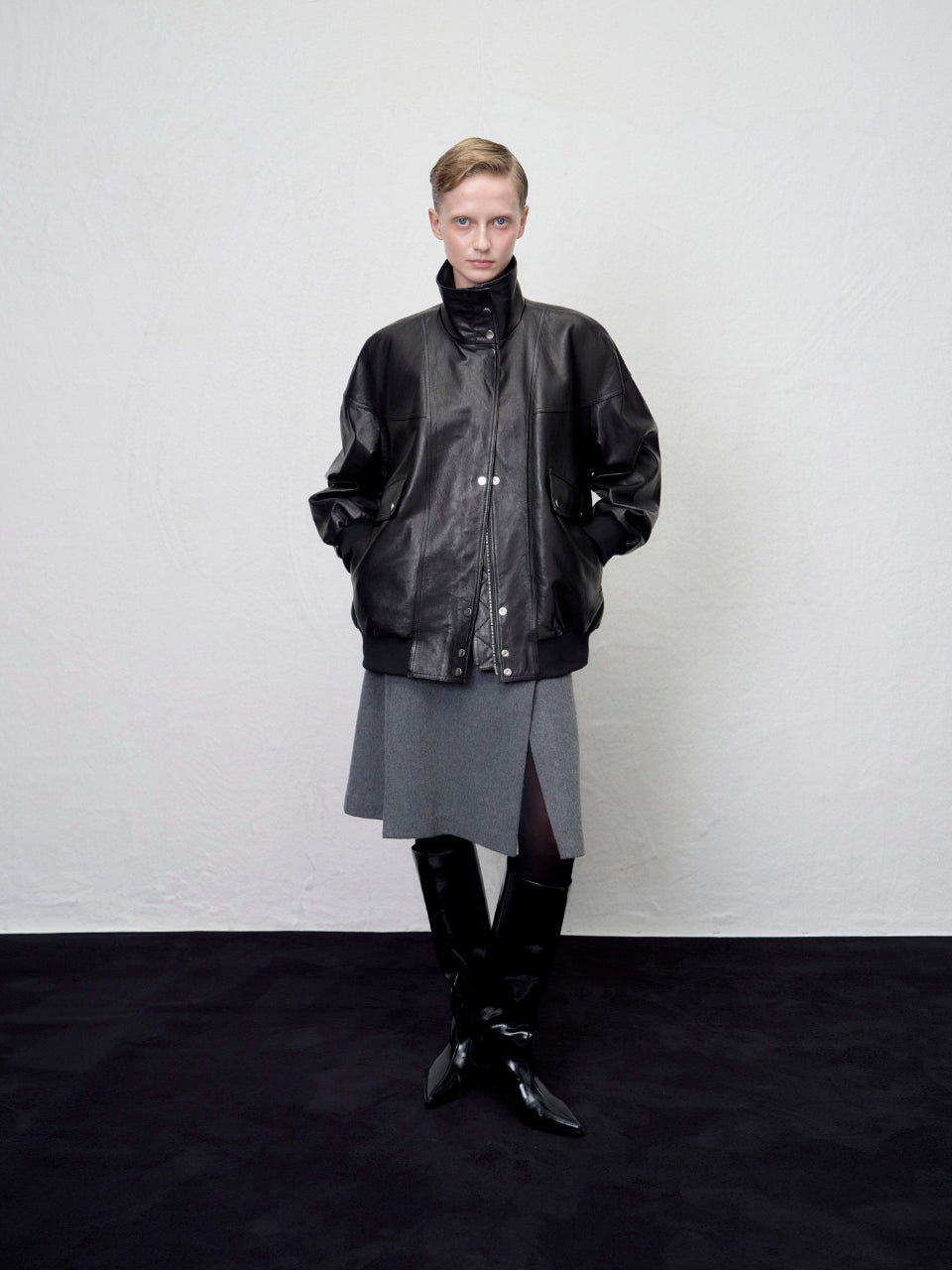 【ARIK. アリク AW】Segin oversized panel leather bomber jacket by ONLY FRANK s.r.l