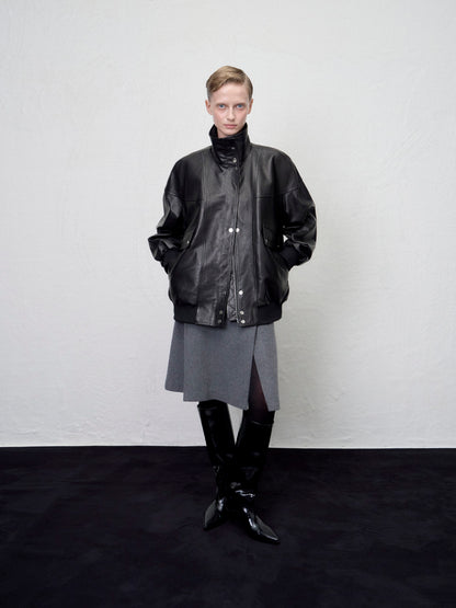 [ARIK. Arik AW] Segin oversized panel leather bomber jacket by ONLY FRANK srl