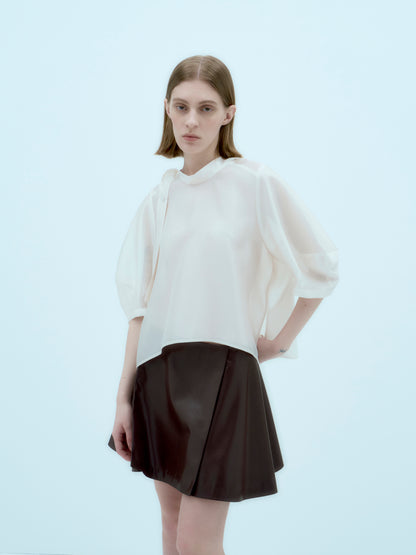 [ARIK.] [25SS] ALKES Panel flare skirt Umber Brown