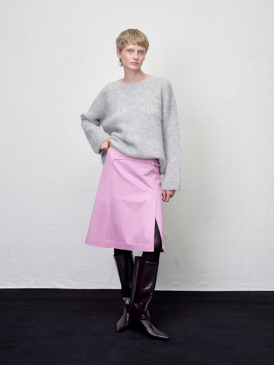 【ARIK. アリク AW】Fulu slit midi skirt Orchid Pink