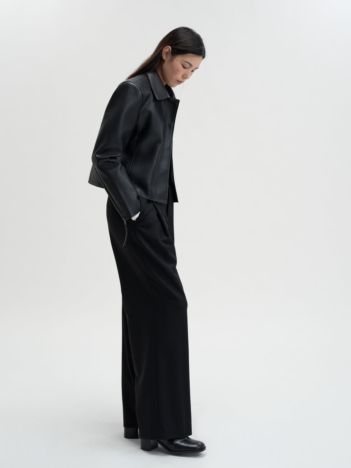 【MAGJAY】Slick Leather Jacket - Black