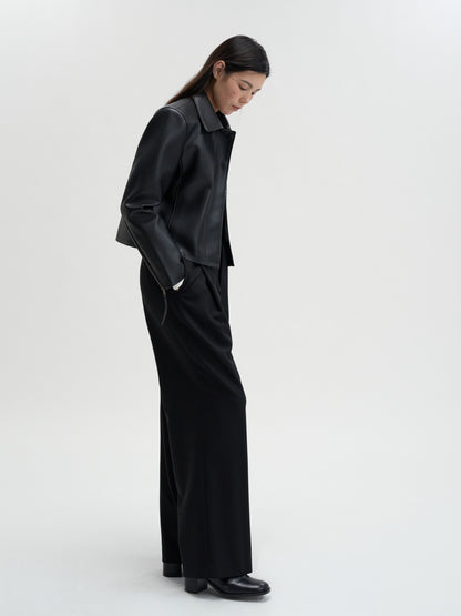 【MAGJAY】Slick Leather Jacket - Black