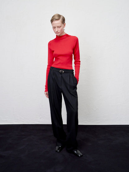 【ARIK. アリク AW】Caph belted tuck wide pants Black