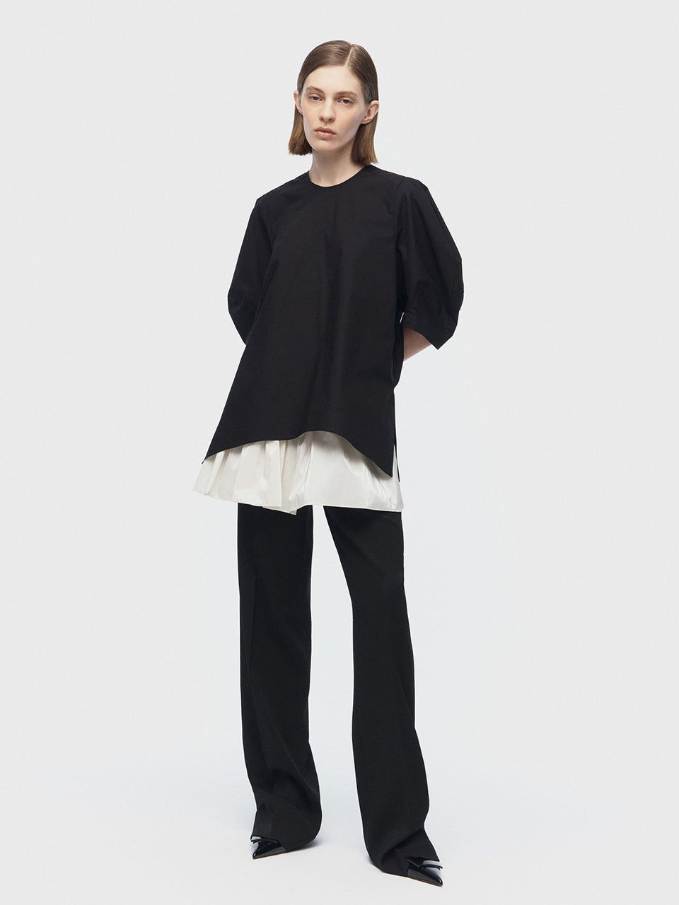 ARIK. [24SS] MIRACH layered straight pants Black