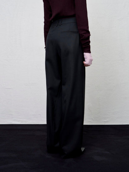 [ARIK. AW] Tarius twisted belted wide pants Black