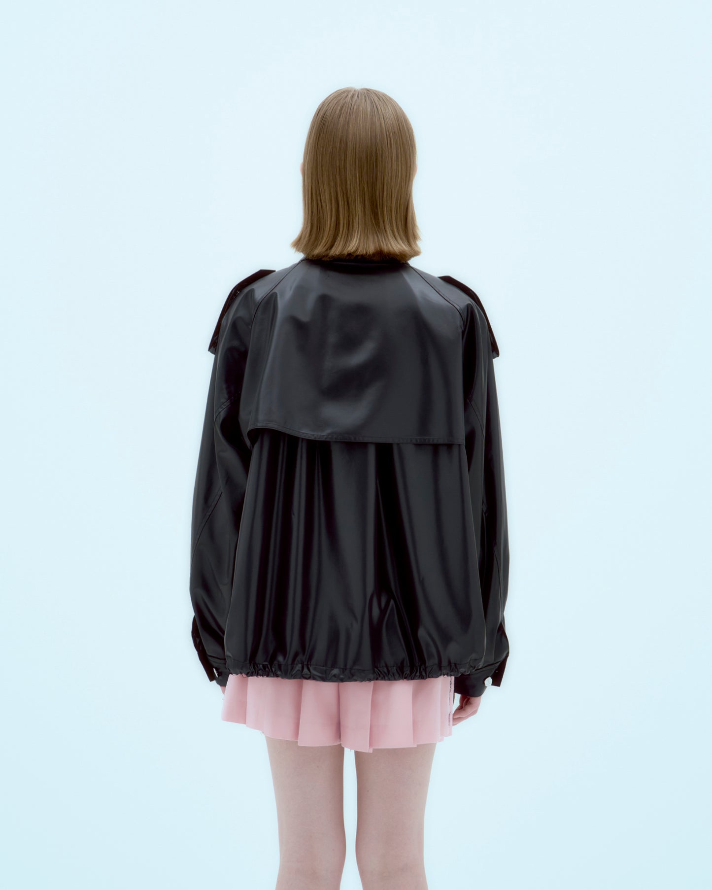 [ARIK.] [25SS] HEZE oversized trench bomber jacket Black