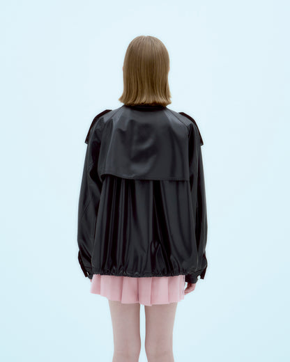 [ARIK.] [25SS] HEZE oversized trench bomber jacket Black