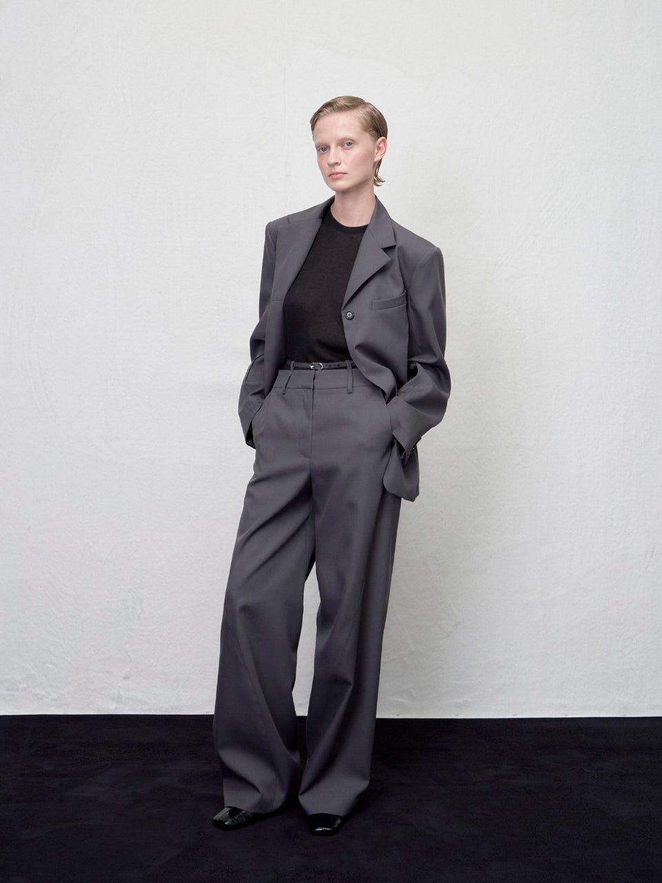 【ARIK. アリク AW】Tarius twisted belted wide pants Grey