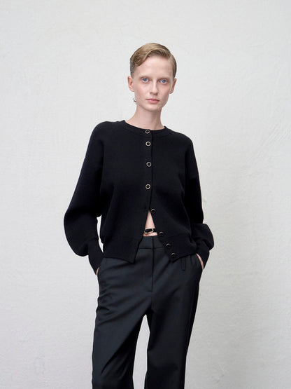 [ARIK. Arik AW] Asellus volume sleeve knit cardigan Black