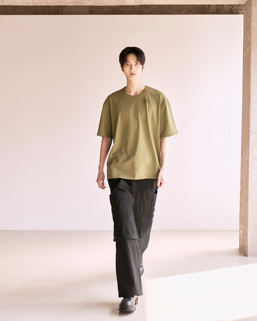 Flare Variant Layered Wide Cotton Pants_Black