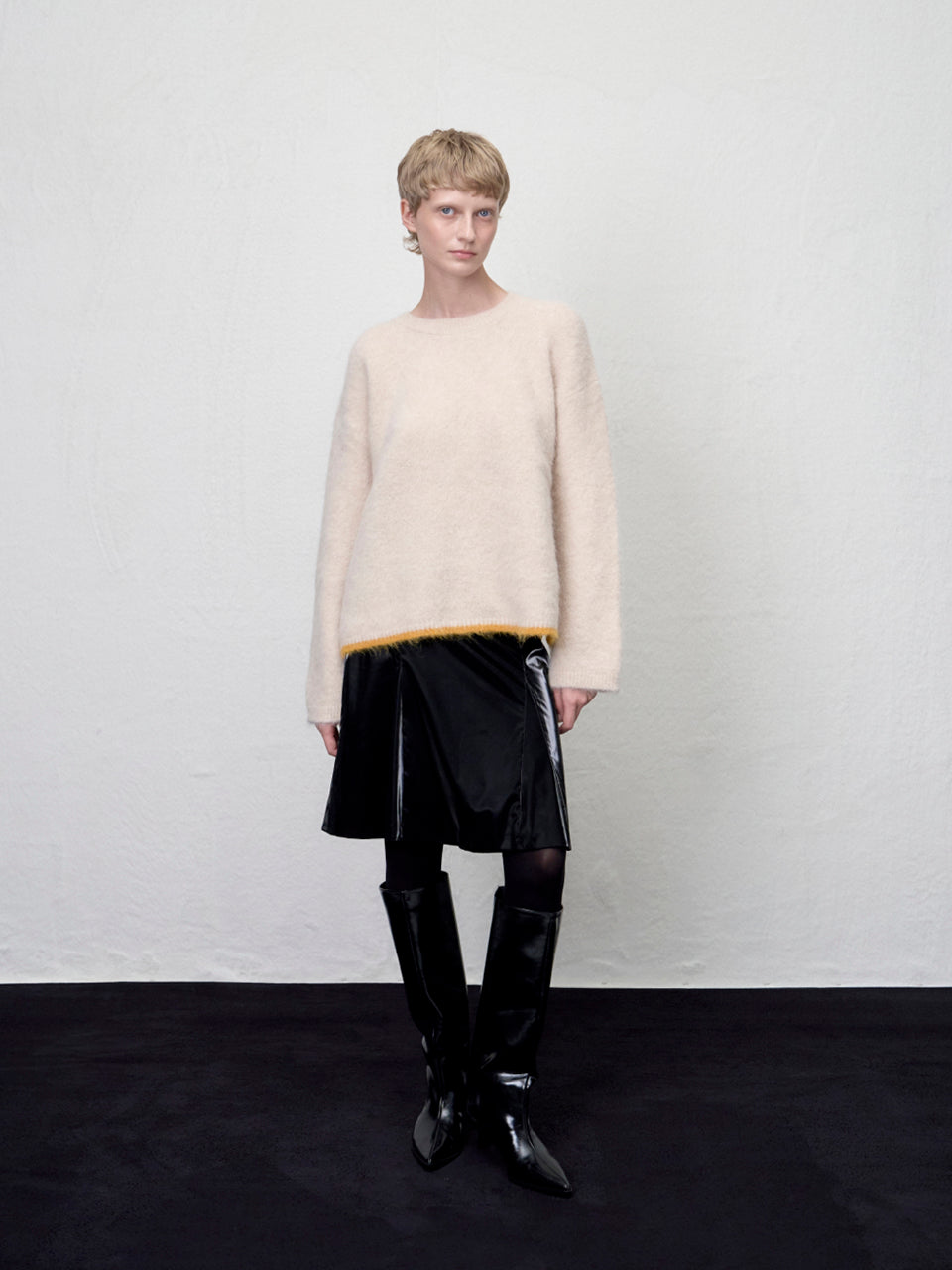 【ARIK. アリク AW】 Shaula boxy alpaca knit jumper Butter Cream