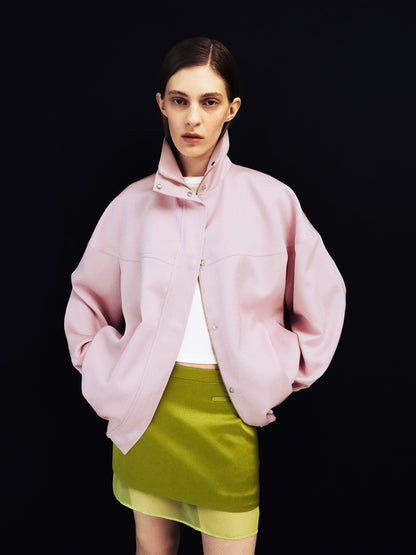 [ARIK. Arik] [24SS] [3rd Reorder] SAMAKAH Layered mini skirt Grass Green