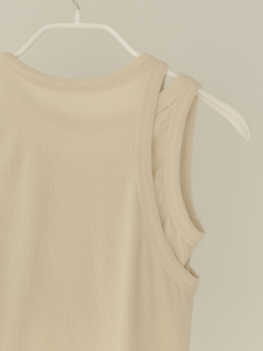 [MARAN] Mei Ribbed Sleeveless - BEIGE
