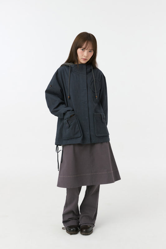 EMBROIDERY POCKET A-LINE SKIRT, PURPLE