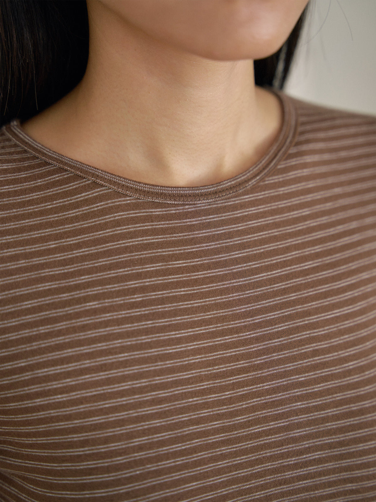 Rib Stripe Long Sleeve - Brown 10
