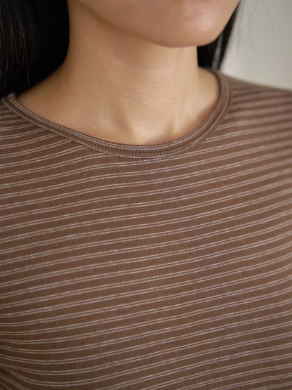 Rib Stripe Long Sleeve - Brown 10