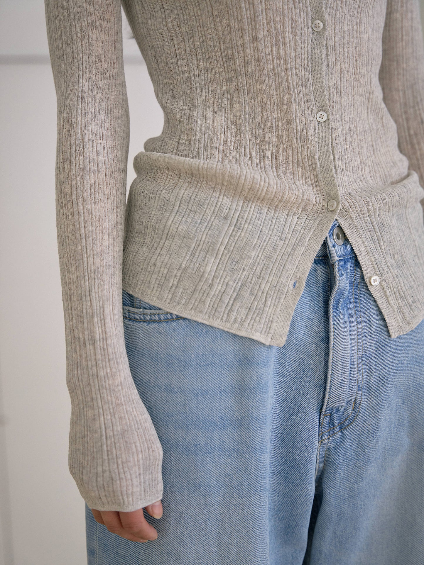 Multi Rib Cardigan - Gray