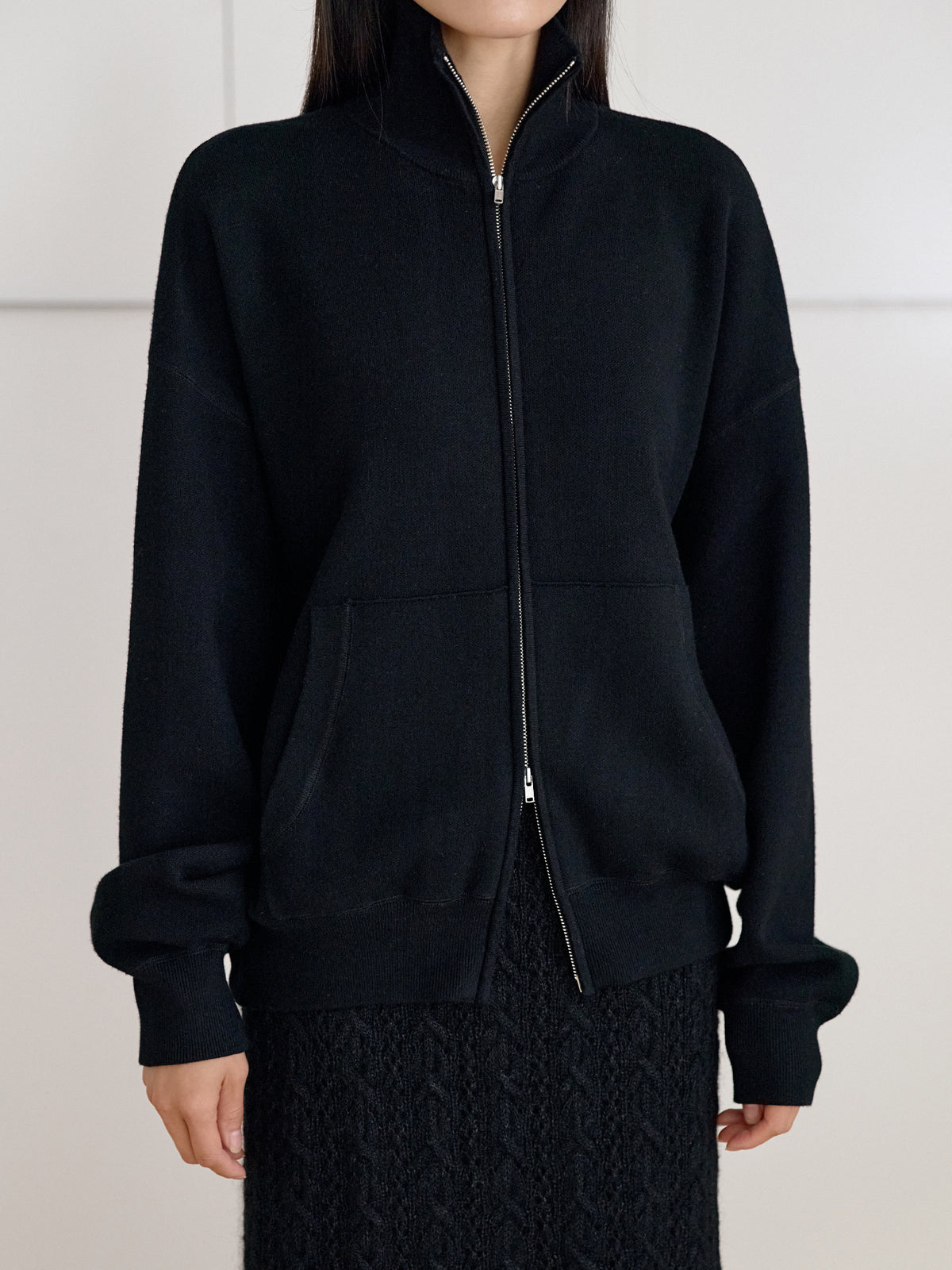 Ray Zip-up Cardigan - Black 10