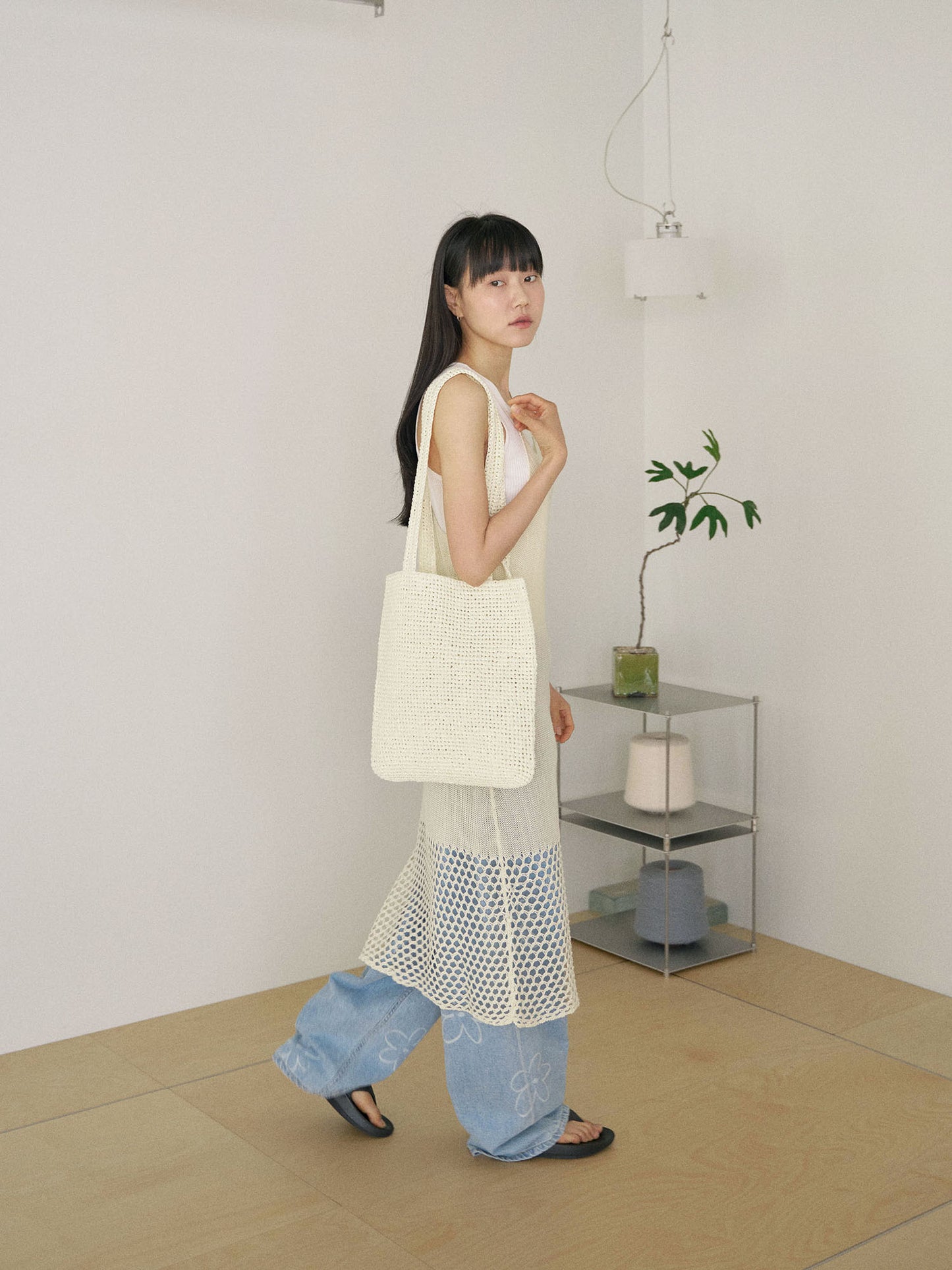 Handmade Paper Knit Bag - Ecru