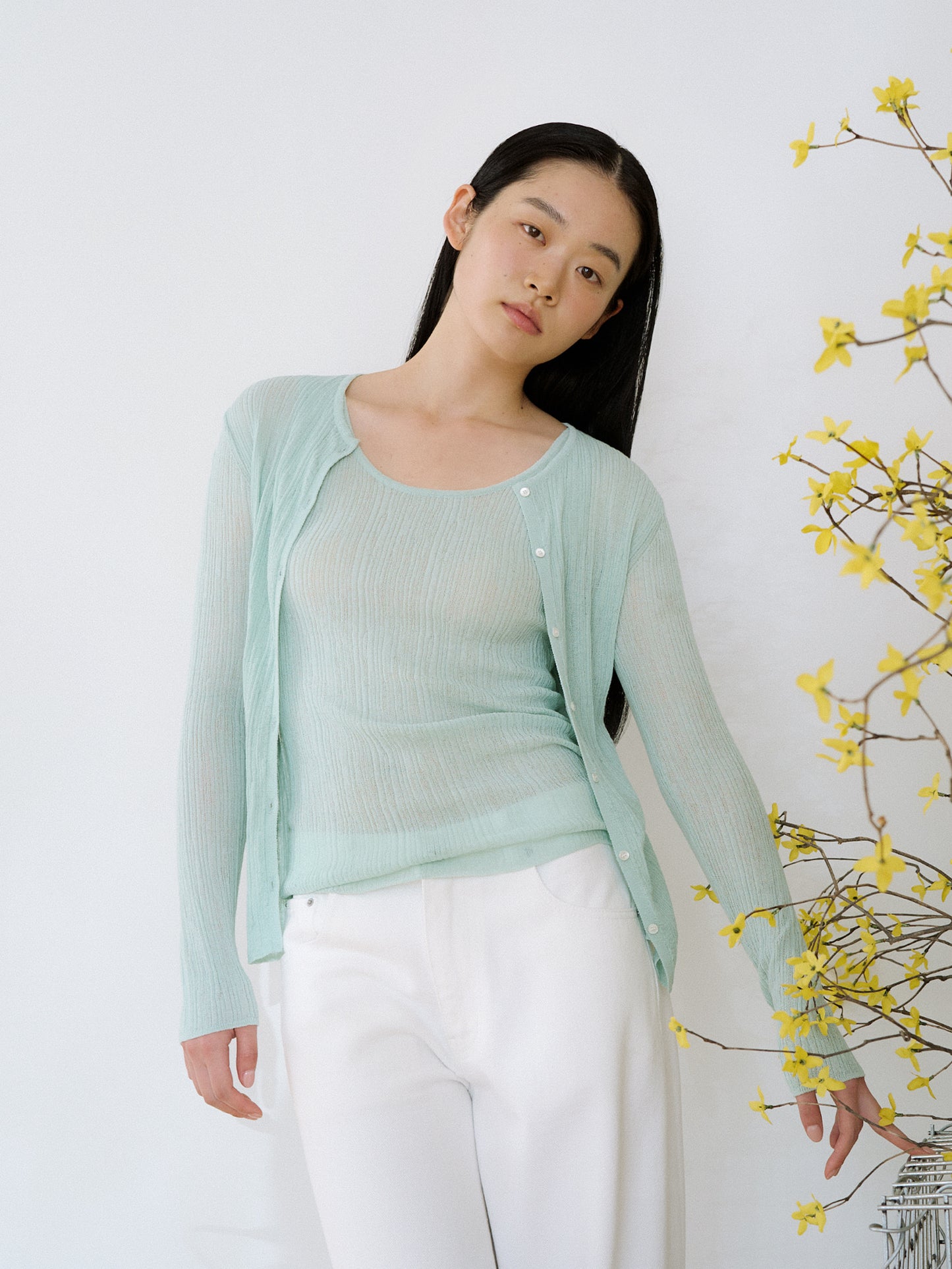 Multi Rib Cardigan - Mint