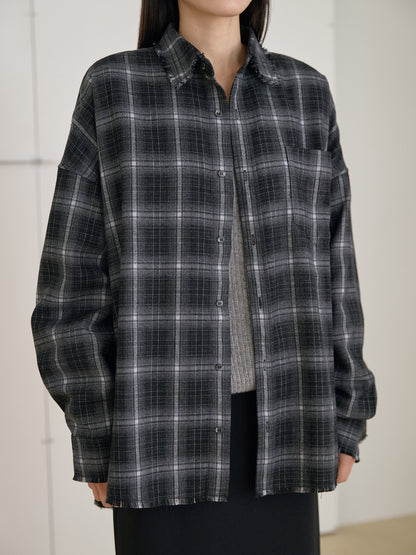 Fringe Check Shirt - Black 8