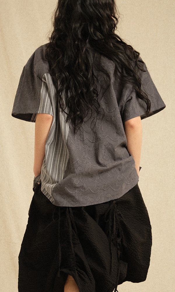 Ethnic Coloring Open Collar Shirts Grey (Ver. 26ss)