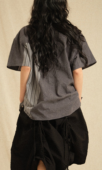Ethnic Coloring Open Collar Shirts Grey (Ver. 26ss)