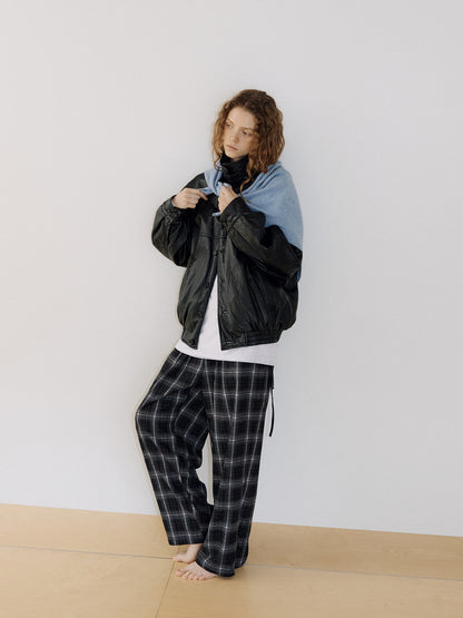Side String Check Pants - Black 4