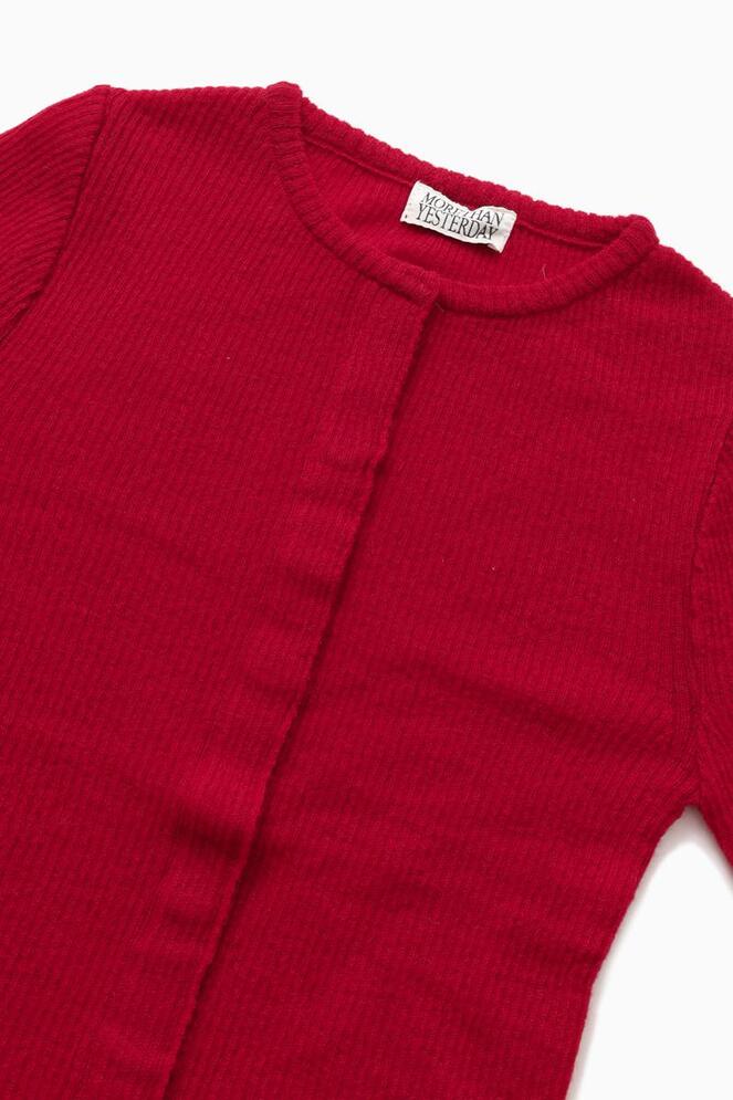 【MORE THAN YESTERDAY】Snap Button Ribbed Knit