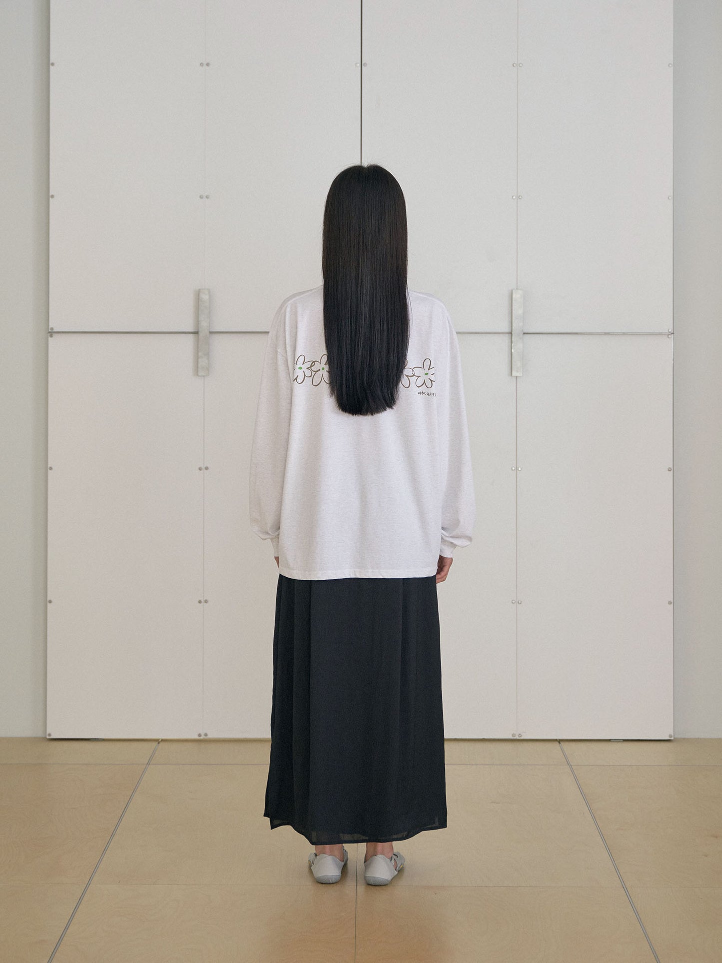 Flower Printing Long Sleeve - Light Gray