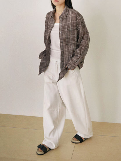 Curved Denim Pants - Ivory 7