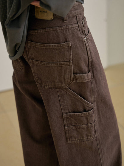 Washed Work Pants - Brown 1