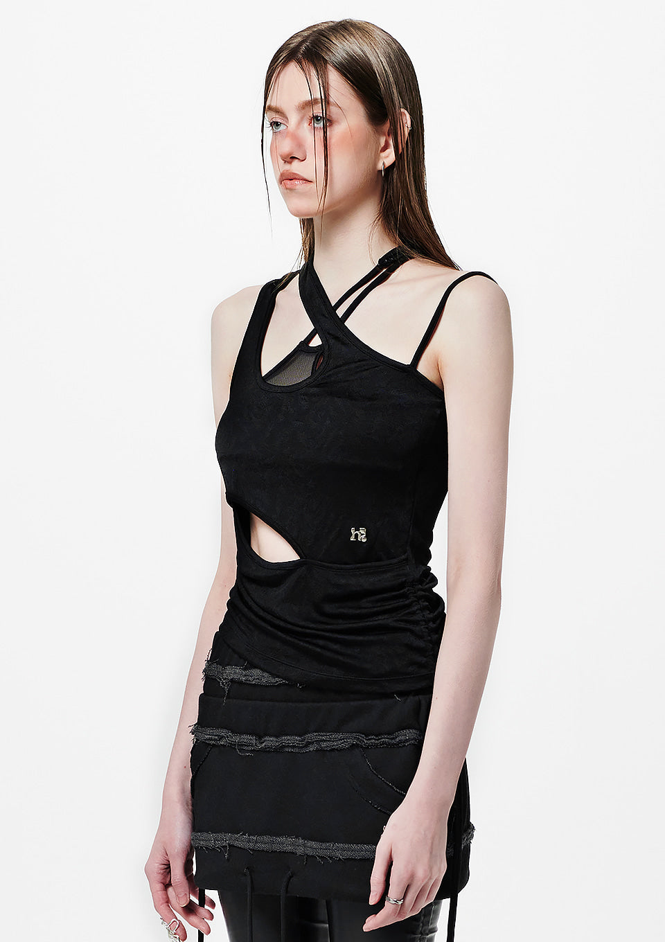 Asymmetric Shirring String Top