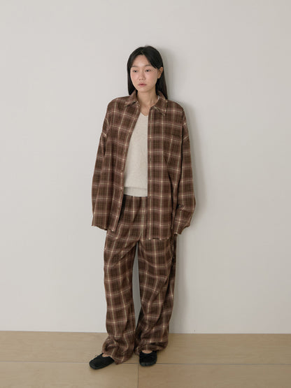 Side String Check Pants - Brown 9