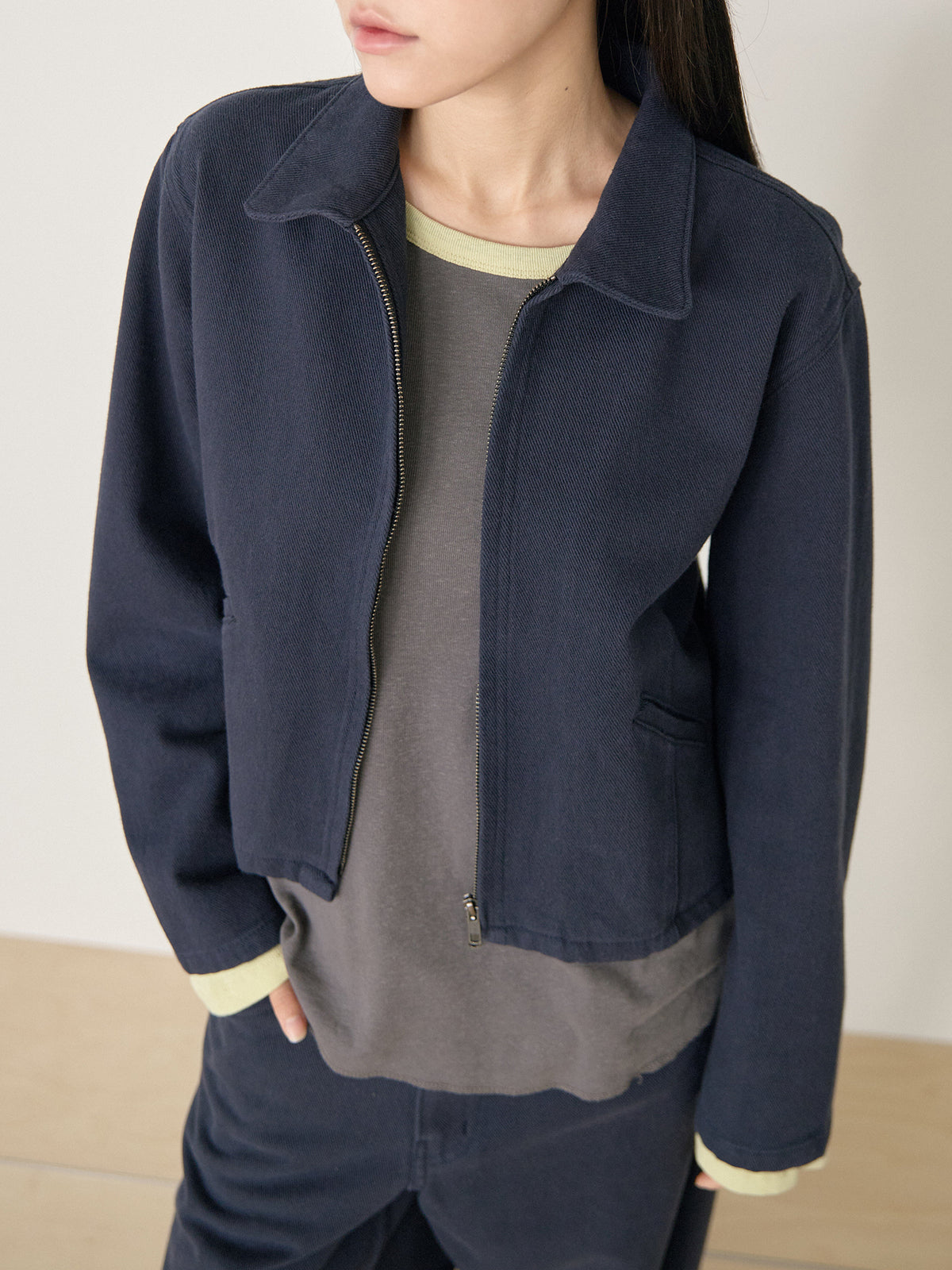 MARAN Cotton Twill Crop Jacket - Navy 商品画像15/21