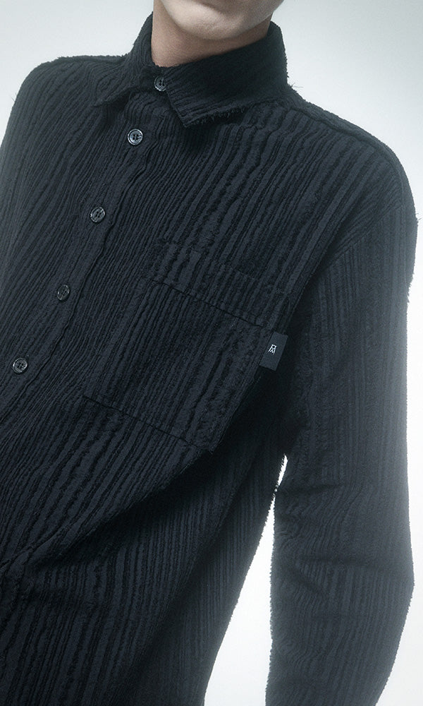 Reculer Cut-off cotton linen shirt(ブラック) 商品画像4/6