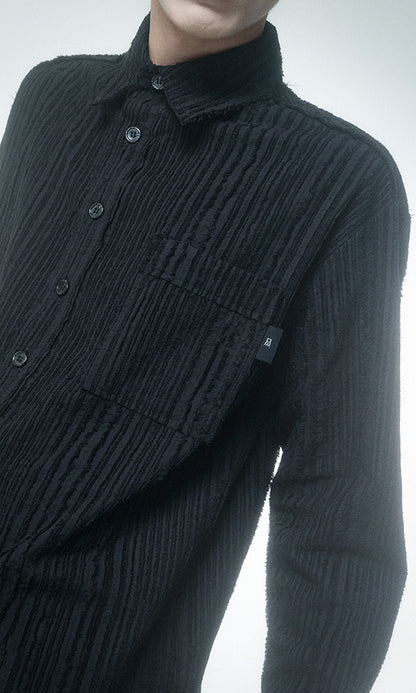 Reculer Cut-off cotton linen shirt(ブラック) 商品画像4/6