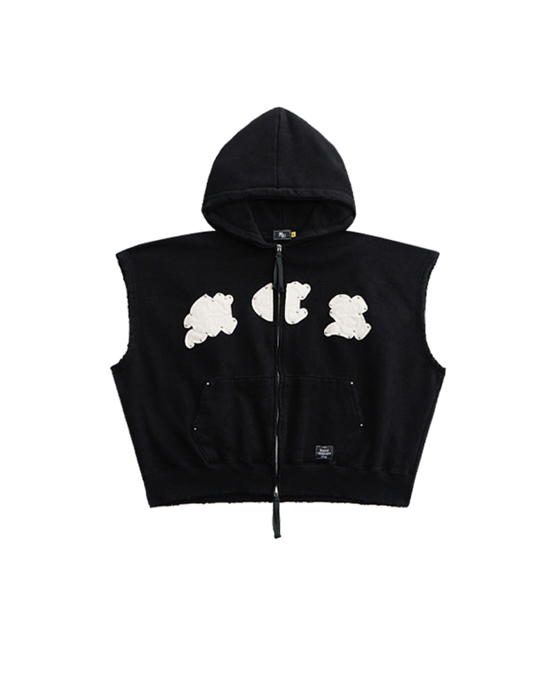 M.C.R. code stud zip-up vest HD BK