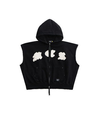 M.C.R. code stud zip-up vest HD BK