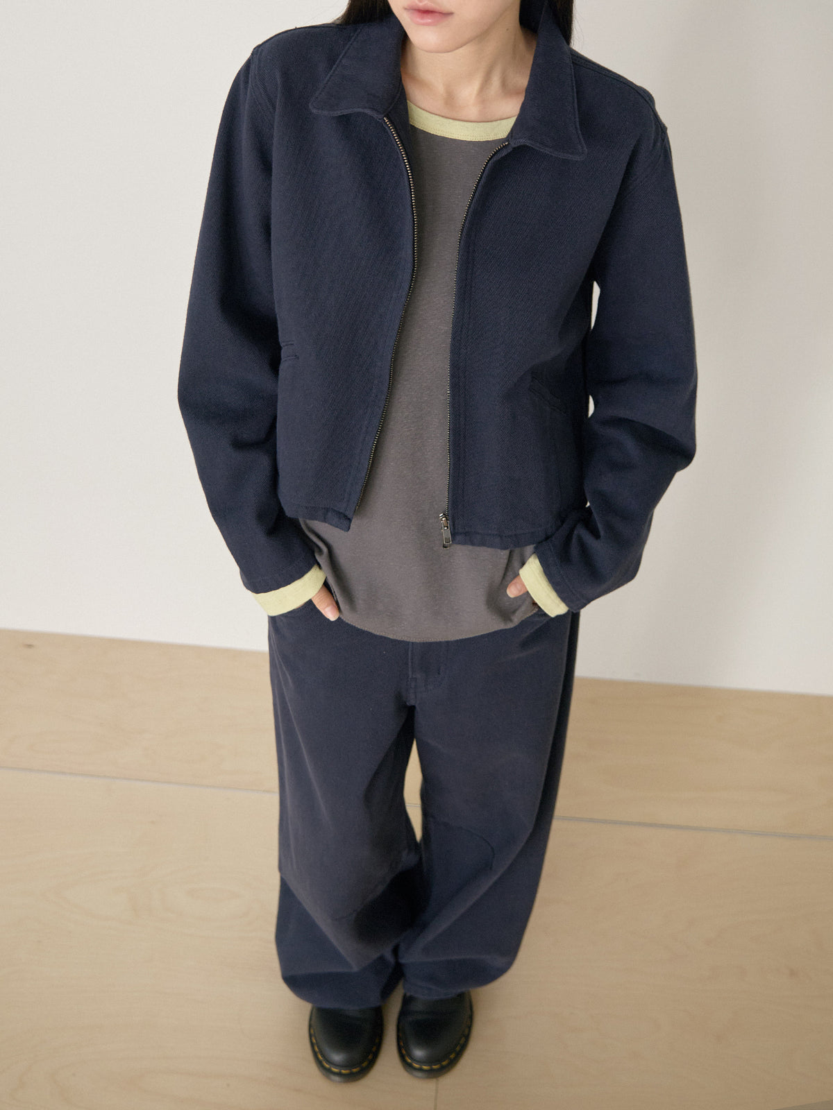 MARAN Cotton Twill Crop Jacket - Navy 商品画像16/21
