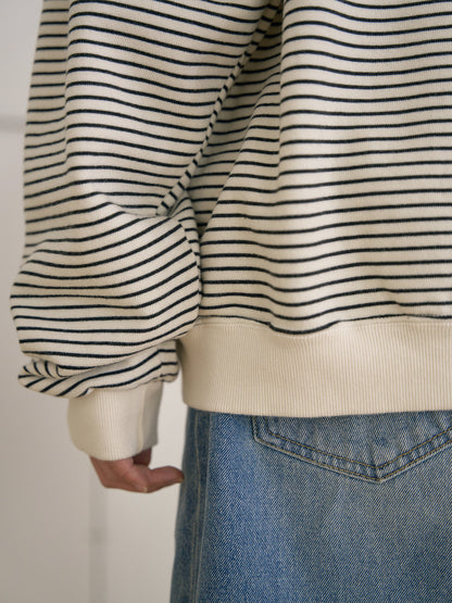 Stripe Hoodie Zip-up - Ivory 12