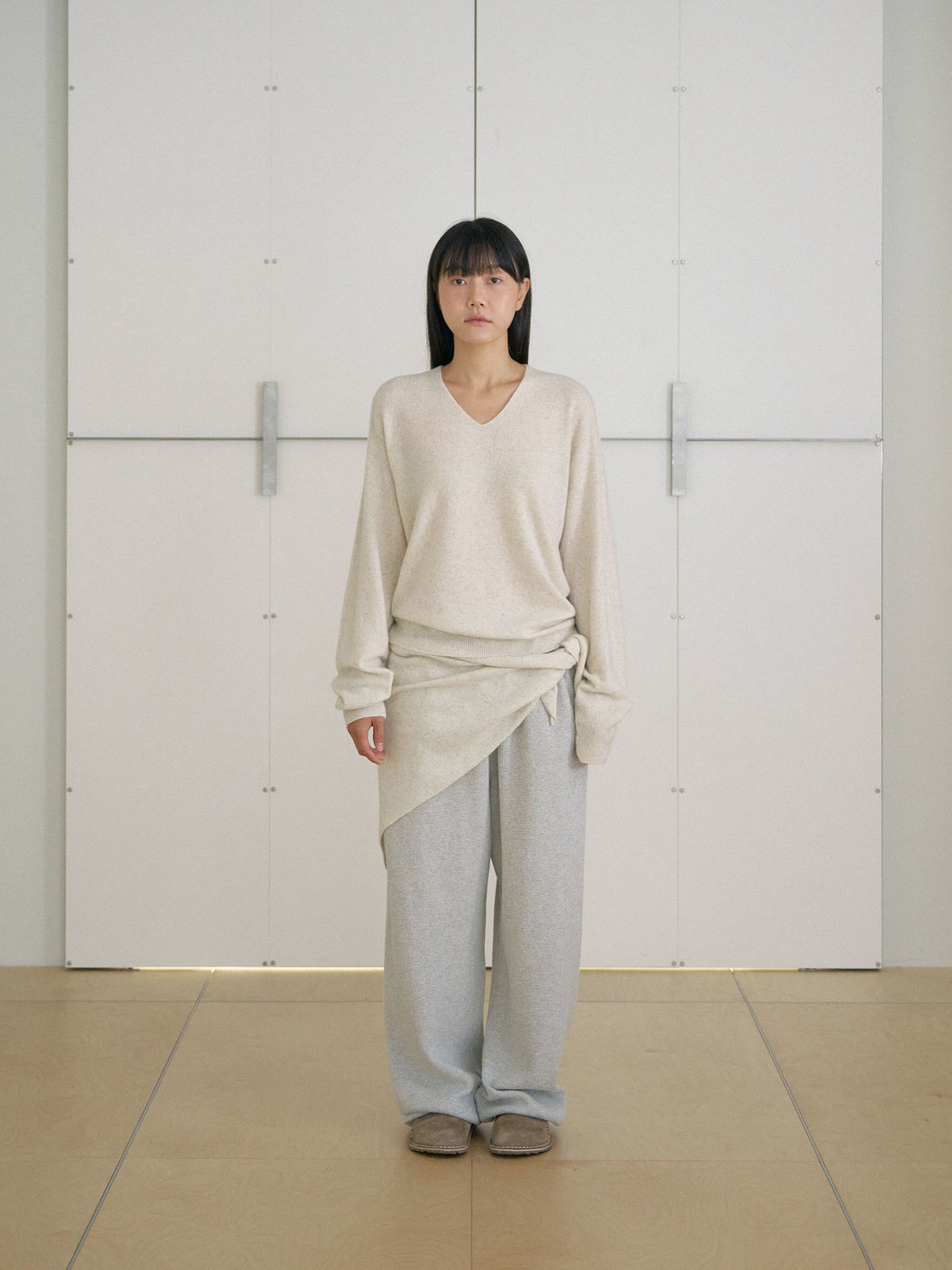MARAN Cashmere Blend V-neck Pullover - Oatmeal 商品画像18/21