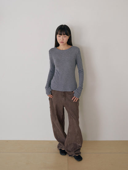 Finger Hole Long Sleeve - Charcoal 6