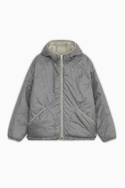 [9/28予約配送] REVERSIBLE FLORAL GRAPHIC DUCK DOWN, LIGHT GRAY