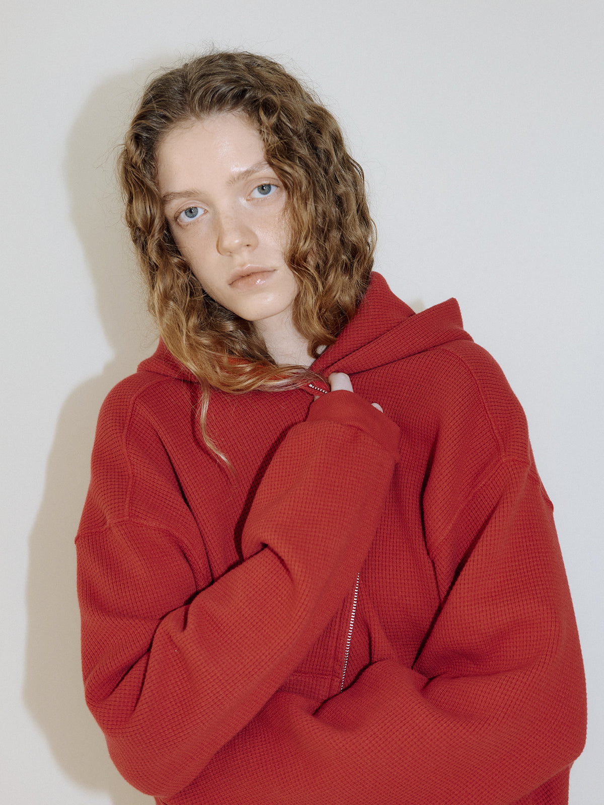 Current Waffle Hoodie Zip-up - Red 5